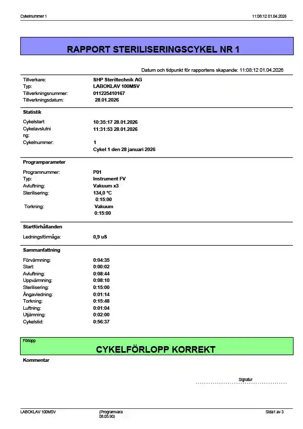 Steriliseringsprotokoll